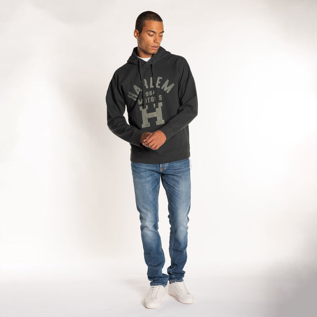 MAN'S DIAGONAL HOODED SWEATSHIRT - GARMENT DYED - Bowery NYC