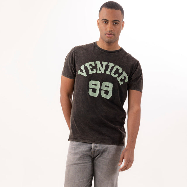 MAN'S CREWNECK "VENICE 99" SHORT SLEEVE T-SHIRT - VINTAGE JERSEY - ACID DYED - Bowery NYC
