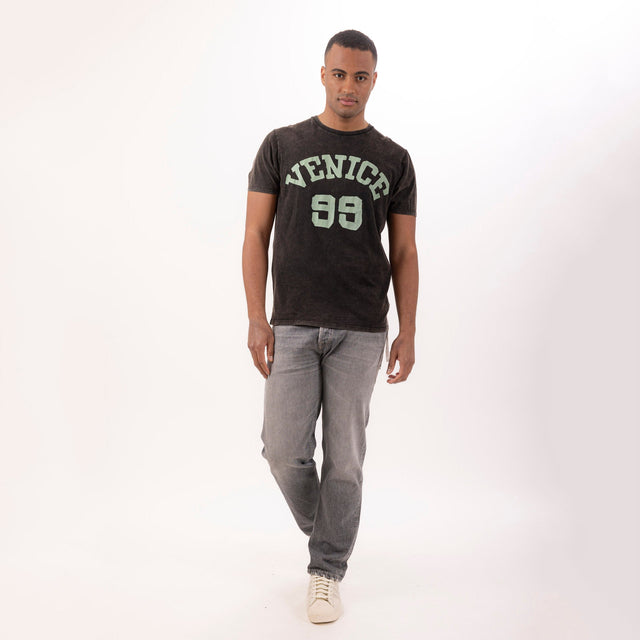 MAN'S CREWNECK "VENICE 99" SHORT SLEEVE T-SHIRT - VINTAGE JERSEY - ACID DYED - Bowery NYC