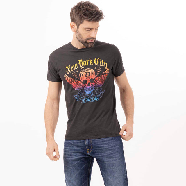 MAN'S "NEW YORK CITY" CREWNECK SHORT SLEEVE T-SHIRT - SLUB JERSEY - Bowery NYC