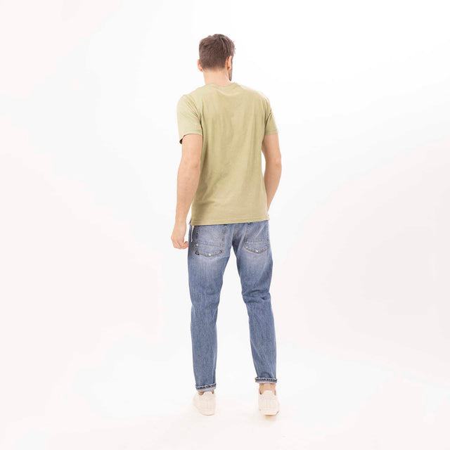 MAN'S "NEW YORK" CREWNECK SHORT SLEEVE T-SHIRT W/ SIDE SLITS- VINTAGE JERSEY - Bowery NYC