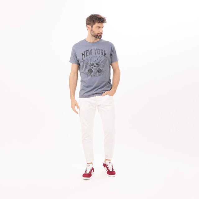 MAN'S "NEW YORK" CREWNECK SHORT SLEEVE T-SHIRT W/ SIDE SLITS- VINTAGE JERSEY - Bowery NYC