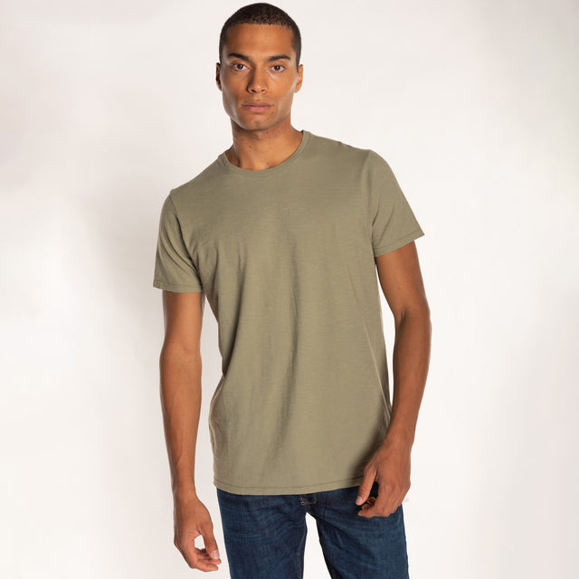 MAN'S ESSENTIAL CREWNECK SHORT SLEEVE T-SHIRT - SLUB JERSEY - Bowery NYC