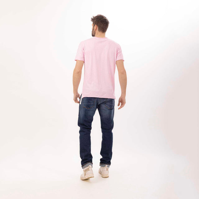 MAN'S ESSENTIAL V-NECK SHORT SLEEVE T-SHIRT RAW HEM - SLUB JERSEY