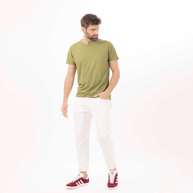 MAN'S ESSENTIAL CREWNECK SHORT SLEEVE T-SHIRT RAW HEM DETAILS - SLUB JERSEY