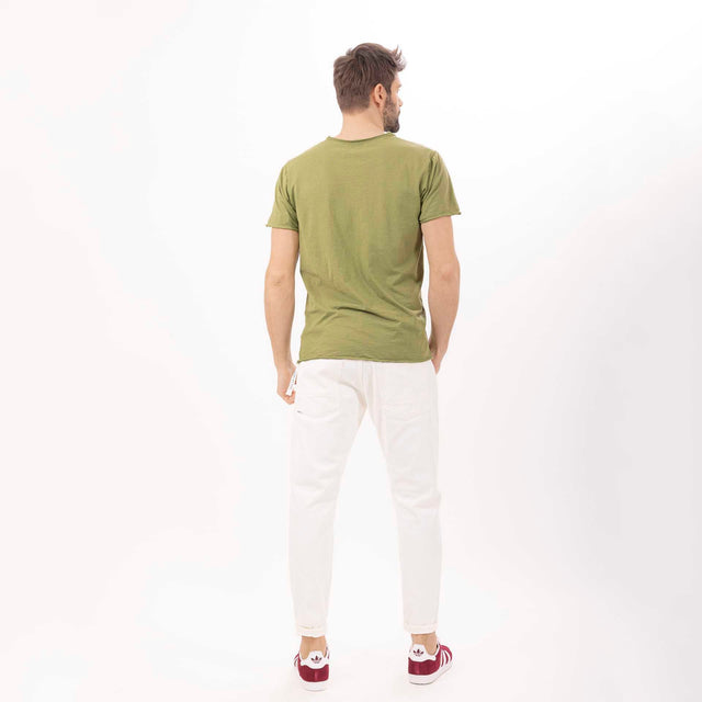 MAN'S ESSENTIAL CREWNECK SHORT SLEEVE T-SHIRT RAW HEM DETAILS - SLUB JERSEY