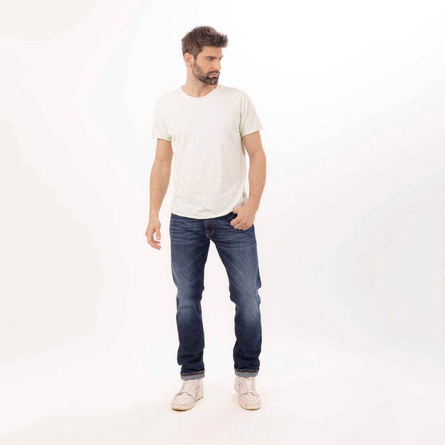 MAN'S ESSENTIAL CREWNECK SHORT SLEEVE T-SHIRT RAW HEM DETAILS - SLUB JERSEY
