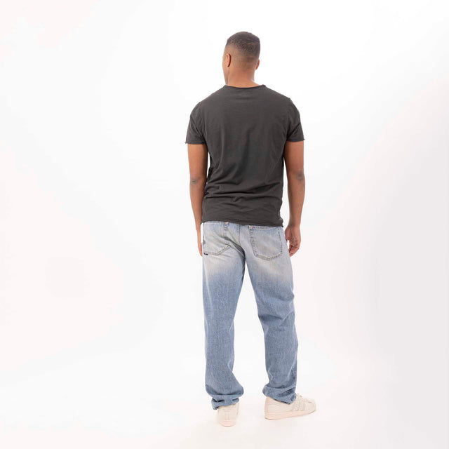 MAN'S ESSENTIAL CREWNECK SHORT SLEEVE T-SHIRT RAW HEM DETAILS - SLUB JERSEY