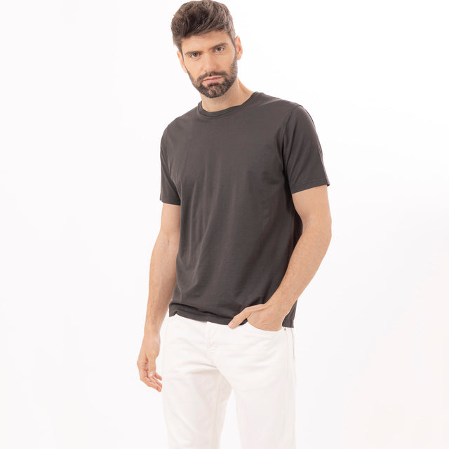 MAN'S ESSENTIAL CREWNECK SHORT SLEEVE T-SHIRT - MAKO JERSEY - Bowery NYC