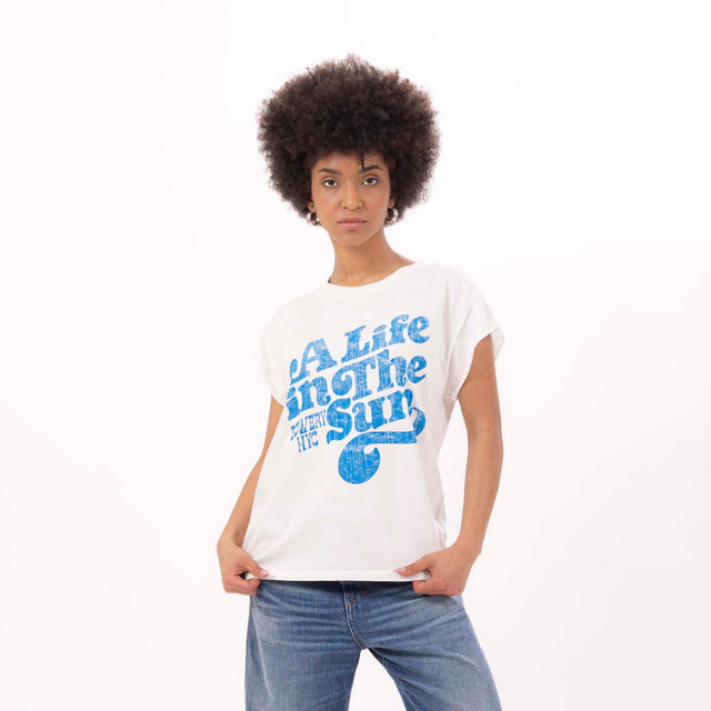 WOMEN'S "A LIFE IN THE SUN" CREWNECK BOXY T-SHIRT - VINTAGE JERSEY - Bowery NYC
