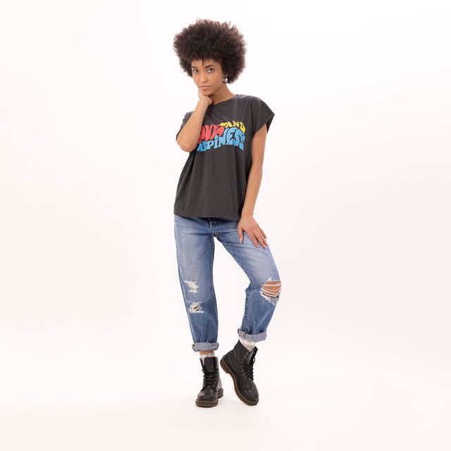 WOMEN'S "LOVE AND HAPPINESS" CREWNECK BOXY T-SHIRT - VINTAGE JERSEY