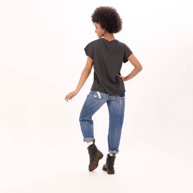 WOMEN'S "LOVE AND HAPPINESS" CREWNECK BOXY T-SHIRT - VINTAGE JERSEY