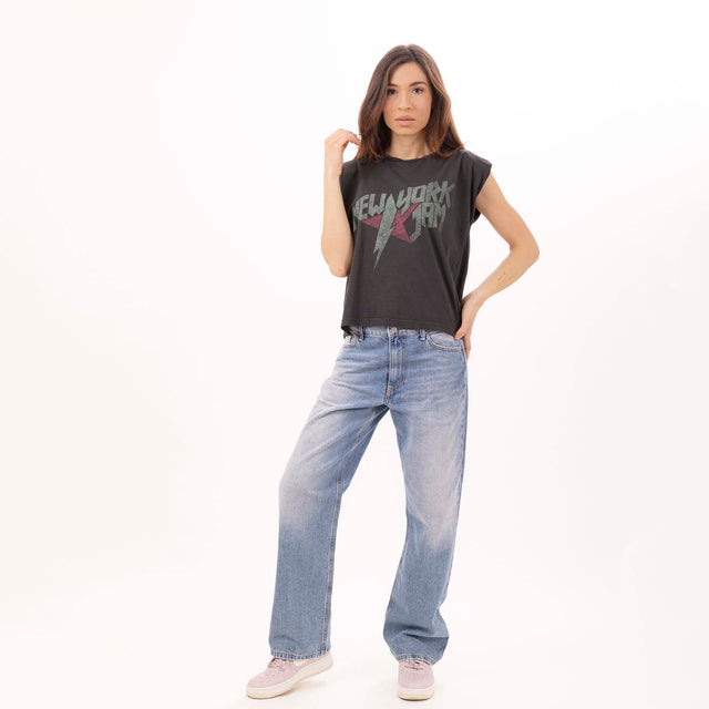 WOMEN'S "NEW YORK JAM" CREWNECK PUFF SHOULDER T-SHIRT - VINTAGE JERSEY