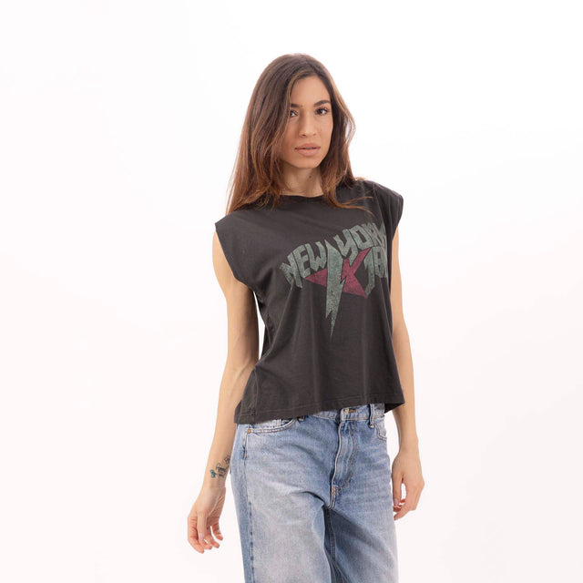 WOMEN'S "NEW YORK JAM" CREWNECK PUFF SHOULDER T-SHIRT - VINTAGE JERSEY