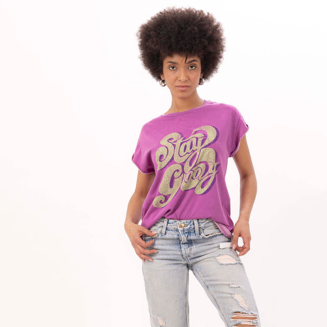 WOMEN'S "STAY GROOVY" CREWNECK BOXY T-SHIRT - VINTAGE JERSEY - Bowery NYC