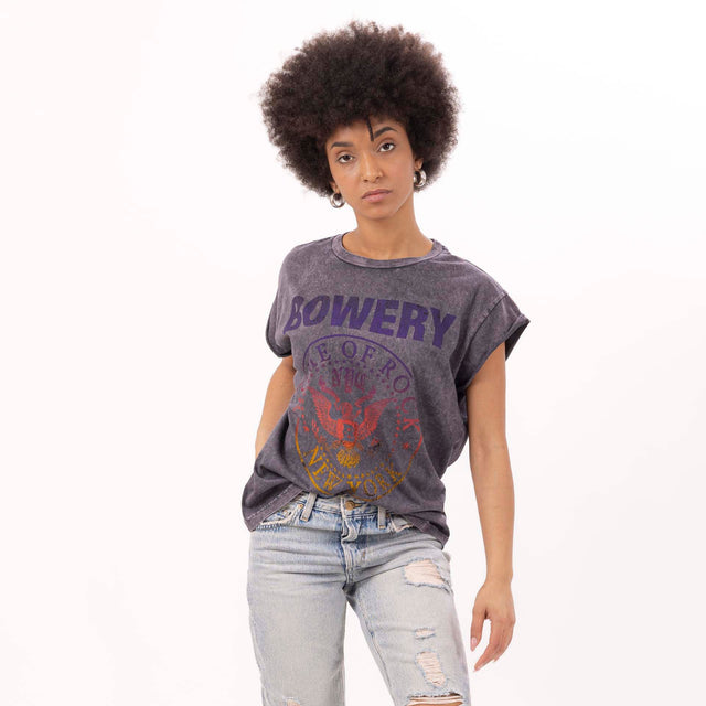 WOMEN'S "HOME OF ROCK" CREWNECK BOXY T-SHIRT - VINTAGE JERSEY - Bowery NYC