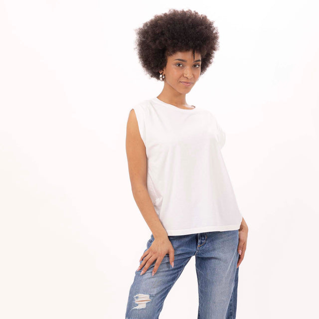 WOMEN'S CREWNECK PUFF SHOULDER T-SHIRT - VINTAGE JERSEY