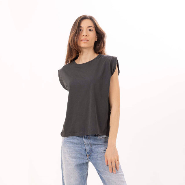WOMEN'S CREWNECK PUFF SHOULDER T-SHIRT - VINTAGE JERSEY