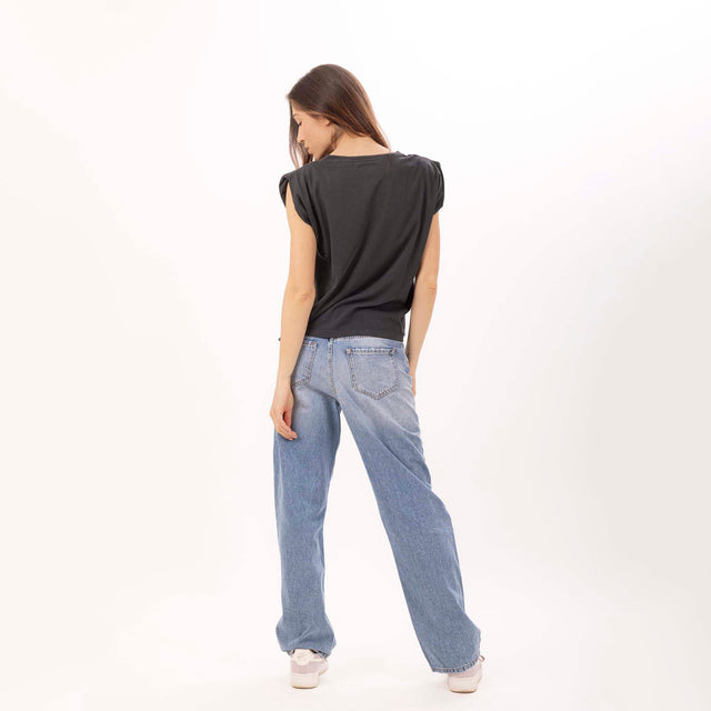 WOMEN'S CREWNECK PUFF SHOULDER T-SHIRT - VINTAGE JERSEY