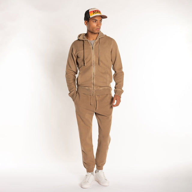 MAN'S ESSENTIAL ZIP HOODED SWEATSHIRT - GARMENT DYED - Bowery NYC