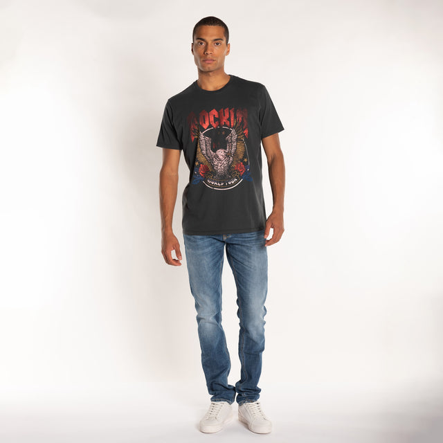 MAN'S "ROCKIN EAGLE" S/S CREWNECK TSHIRT - VINTAGE JERSEY