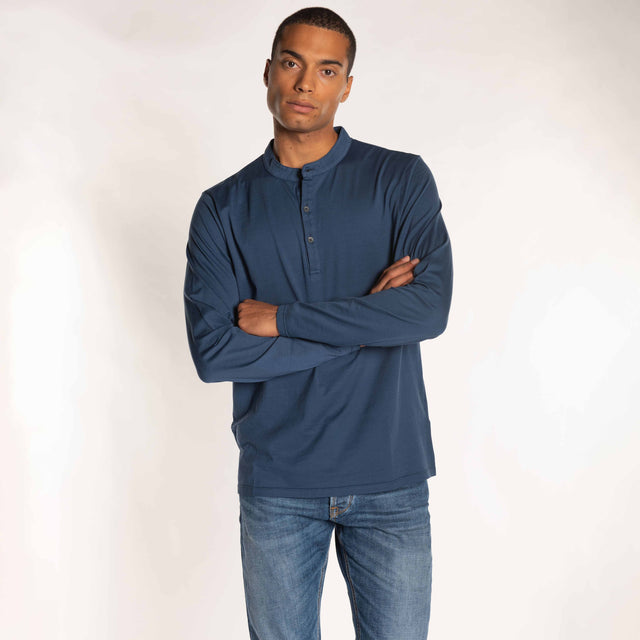 MAN'S ESSENTIAL L/S HENLEY TSHIRT - MAKO JERSEY - Bowery NYC