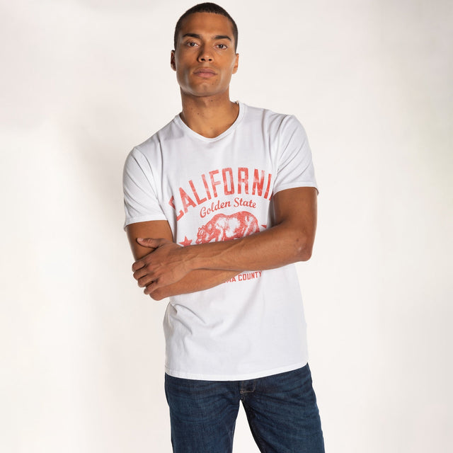 MAN'S "CALIFORNIA" CREWNECK S/S T-SHIRT - VINTAGE JERSEY- REGULAR FIT - Bowery NYC