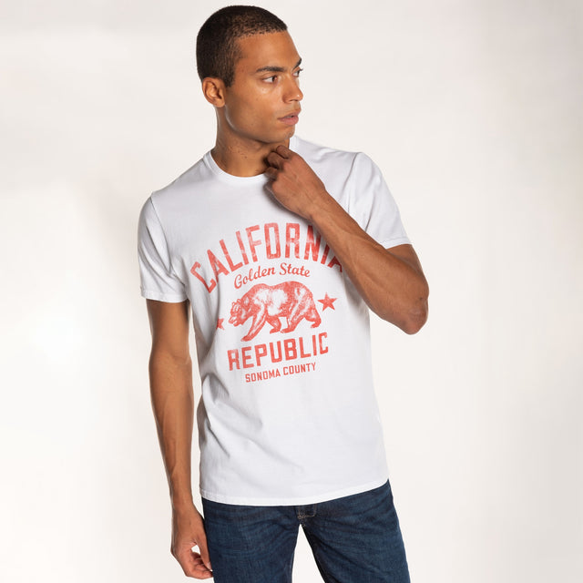 MAN'S "CALIFORNIA" CREWNECK S/S T-SHIRT - VINTAGE JERSEY- REGULAR FIT - Bowery NYC