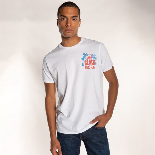 MAN'S "BEACH BOY'S CLUB" CREW NECK S/S T-SHIRT - VINTAGE JERSEY- REGULAR FIT - Bowery NYC