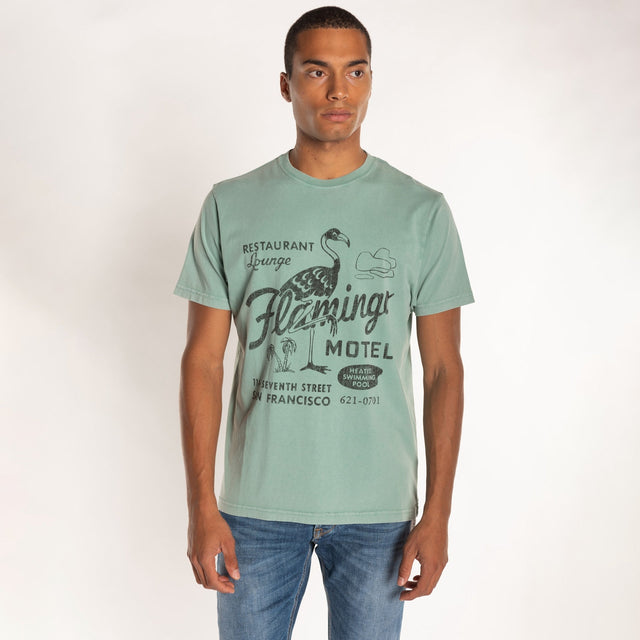 MAN'S "FLAMINGO MOTEL" CREW NECK S/S T-SHIRT - SOFT JERSEY - REGULAR FIT