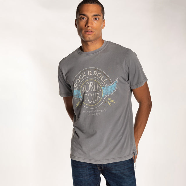 MAN'S "ROCK & ROLL" CREW NECK S/S T-SHIRT - SOFT JERSEY - REGULAR FIT - Bowery NYC