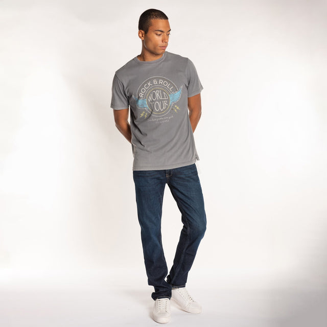 MAN'S "ROCK & ROLL" CREW NECK S/S T-SHIRT - SOFT JERSEY - REGULAR FIT - Bowery NYC