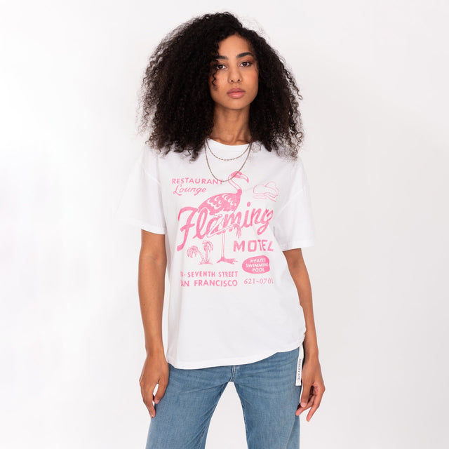 WOMAN'S "FLAMINGO MOTEL" CREW NECK S/S T-SHIRT - VINTAGE JERSEY - BOY FIT - Bowery NYC