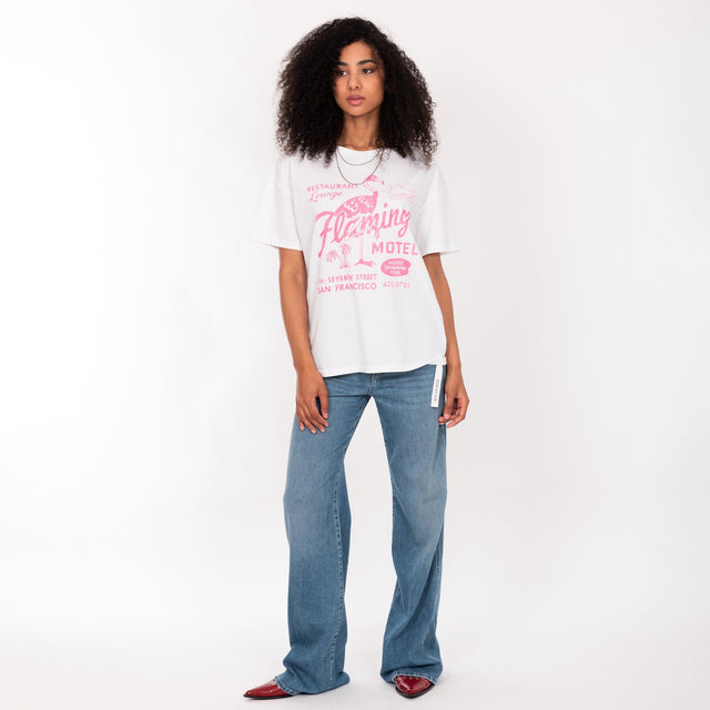 WOMAN'S "FLAMINGO MOTEL" CREW NECK S/S T-SHIRT - VINTAGE JERSEY - BOY FIT - Bowery NYC