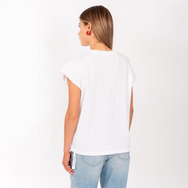 WOMAN'S "BOWERY FOOTBALL" CREW NECK ROLLED UP S/S T-SHIRT - VINTAGE JERSEY - BOXY FIT