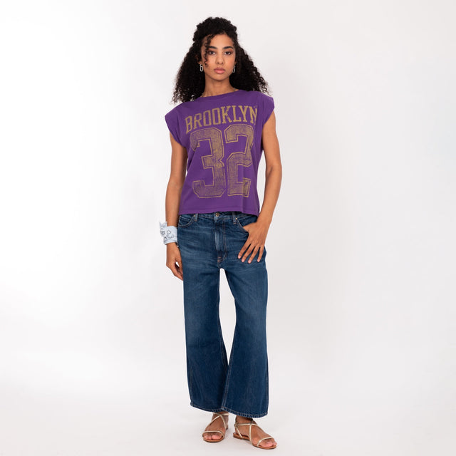 WOMAN'S "BROOKLYN 32" PUFF SHOULDER CREW NECK S/S T-SHIRT - VINTAGE JERSEY - REGULAR FIT