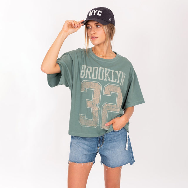 WOMAN'S "BROOKLYN 32" CREW NECK S/S T-SHIRT - VINTAGE JERSEY - OVERSIZE FIT