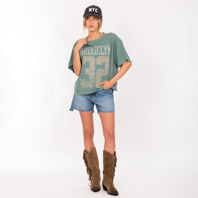 WOMAN'S "BROOKLYN 32" CREW NECK S/S T-SHIRT - VINTAGE JERSEY - OVERSIZE FIT