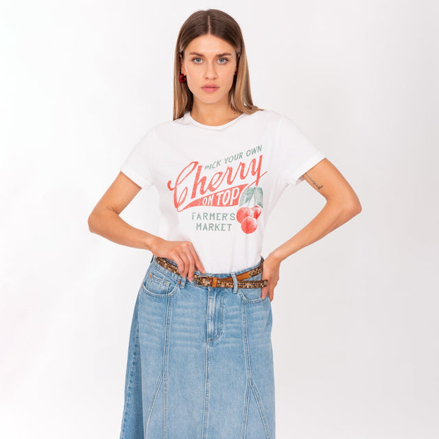WOMAN'S "CHERRY" CREW NECK S/S T-SHIRT - VINTAGE JERSEY - REGULAR FIT - Bowery NYC
