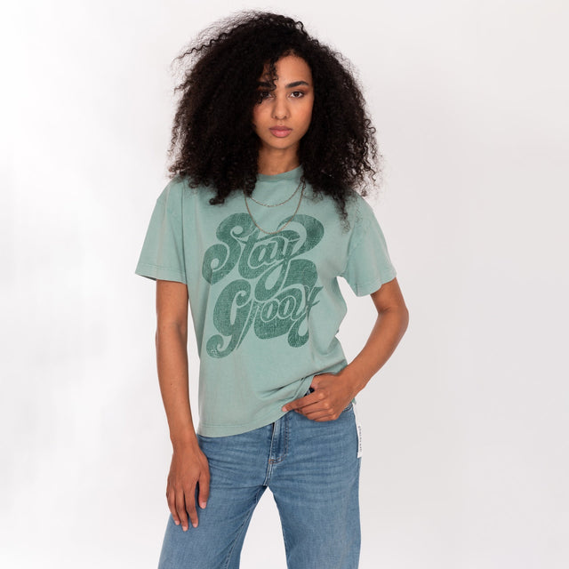 WOMAN'S "STAY GROOY" CREW NECK S/S T-SHIRT - SOFT JERSEY - BOY FIT - Bowery NYC