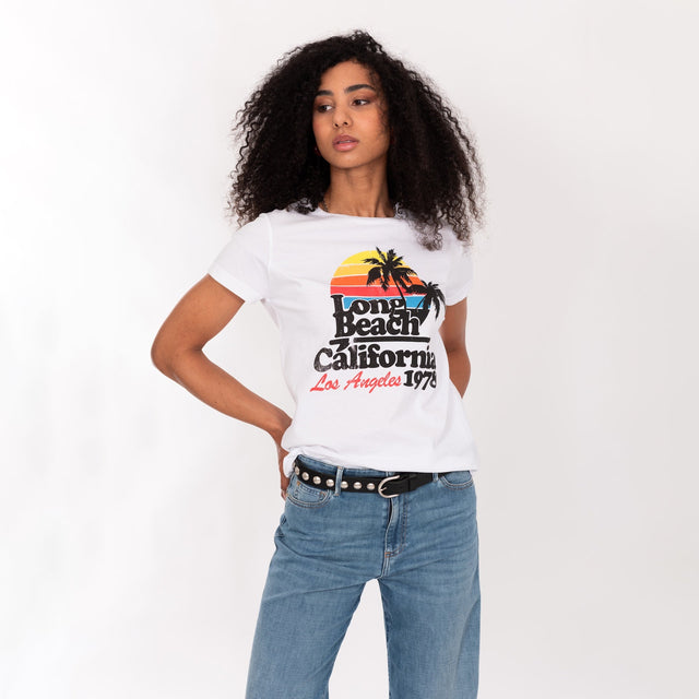 WOMAN'S "LONG BEACH" CREW NECK S/S T-SHIRT - SOFT JERSEY - REGULAR FIT - Bowery NYC