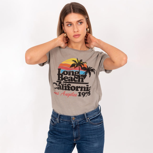 WOMAN'S "LONG BEACH" CREW NECK S/S T-SHIRT - SOFT JERSEY - REGULAR FIT - Bowery NYC