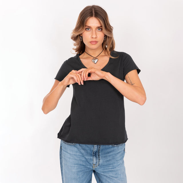 V NECK S/S T-SHIRT - VINTAGE JERSEY - REGULAR FIT - Bowery NYC