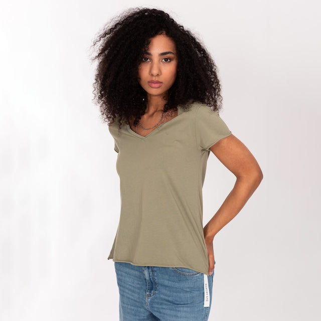 V NECK S/S T-SHIRT - VINTAGE JERSEY - REGULAR FIT - Bowery NYC