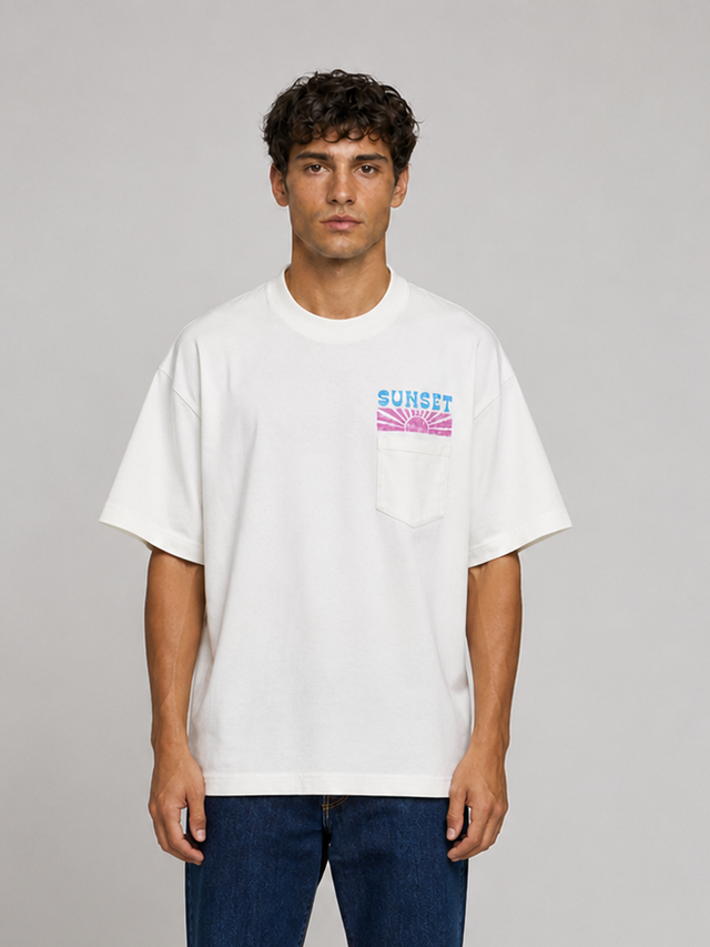 SUNSET T-SHIRT WITH POCKET - HEAVY JERSEY - Bowery NYC