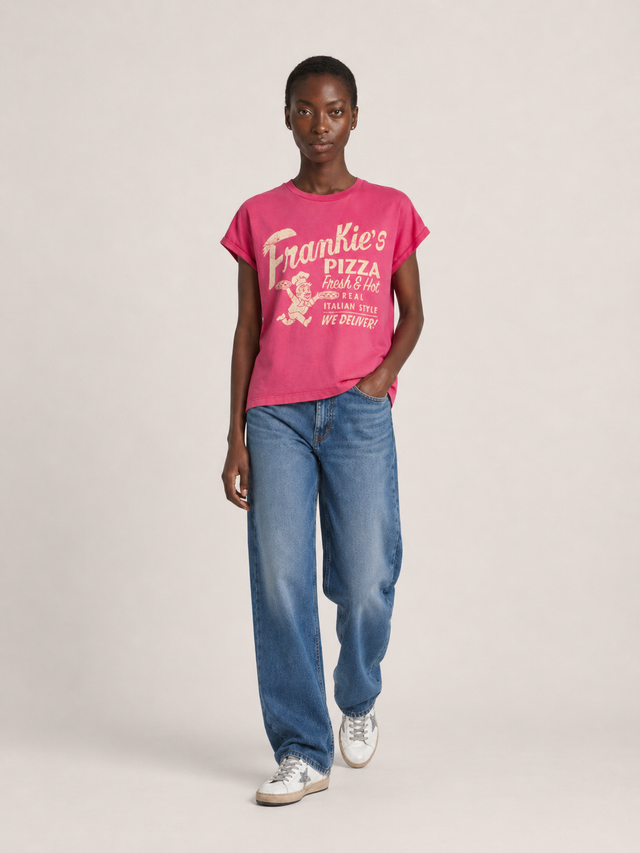 FRANKIE'S PIZZA ROLLED UP T-SHIRT - VINTAGE JERSEY - Bowery NYC