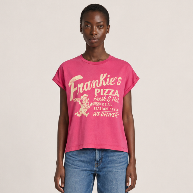FRANKIE'S PIZZA ROLLED UP T-SHIRT - VINTAGE JERSEY - Bowery NYC