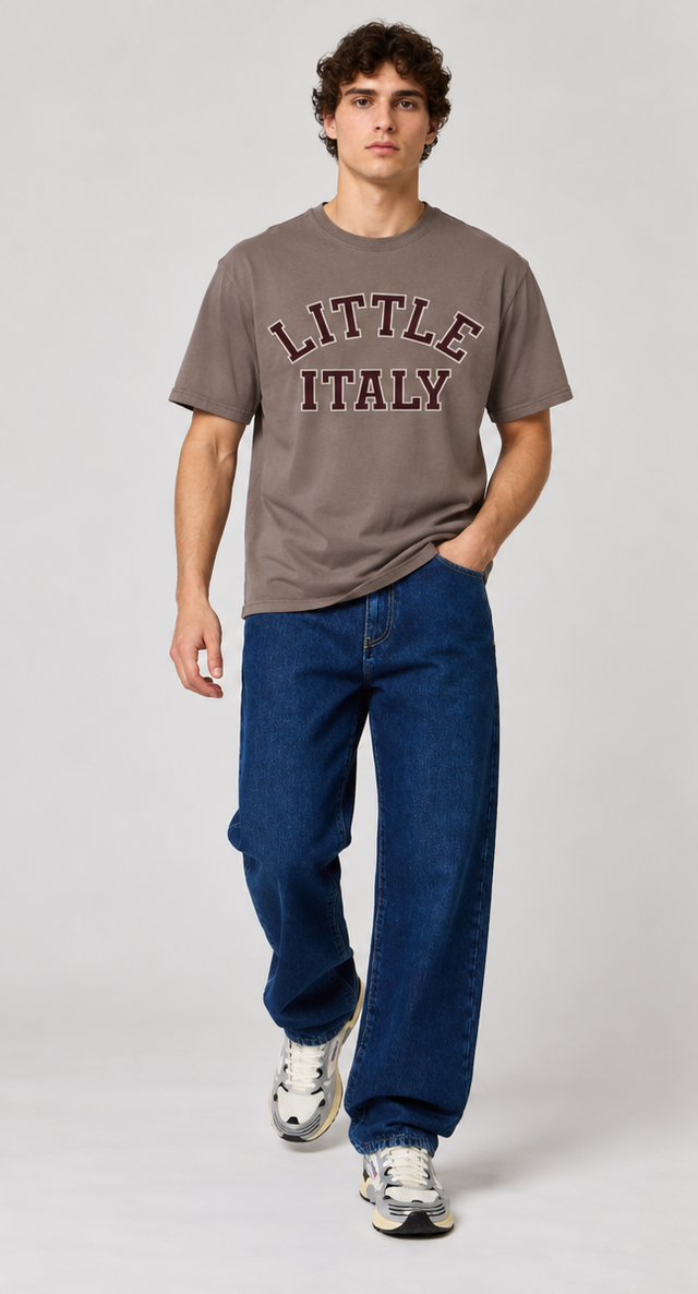 LITTLE ITALY T-SHIRT - HEAVY CARBON PEACHED JERSEY