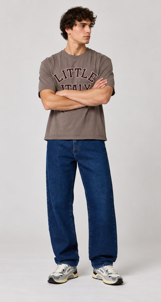 LITTLE ITALY T-SHIRT - HEAVY CARBON PEACHED JERSEY