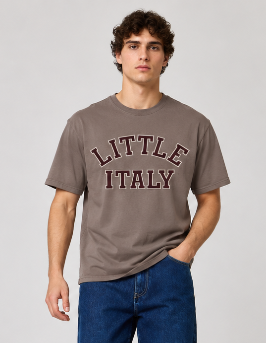 LITTLE ITALY T-SHIRT - HEAVY CARBON PEACHED JERSEY